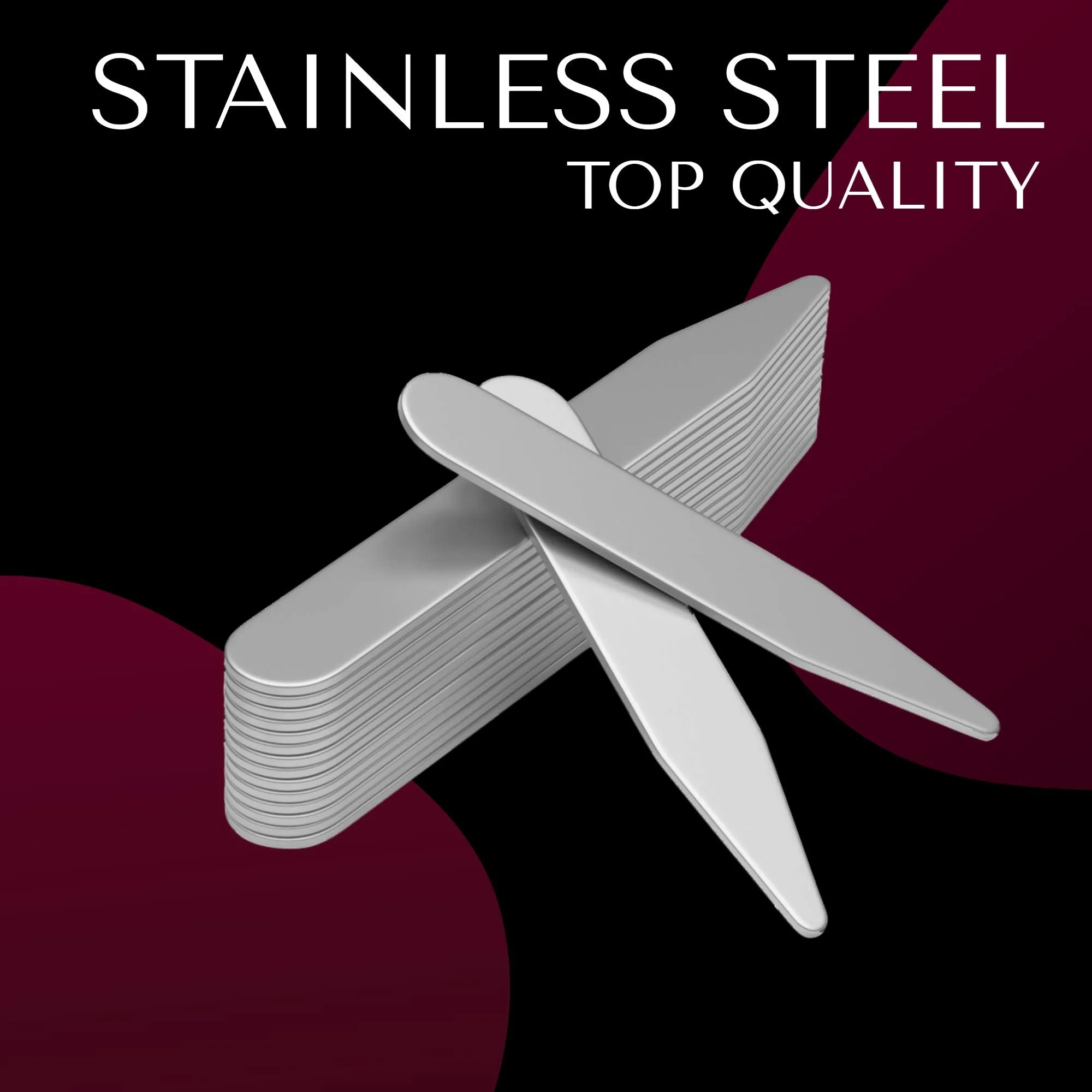 2.5" Stainless Steel Collar Stays for Men- Set of 36 Dress Shirt Collar Stays