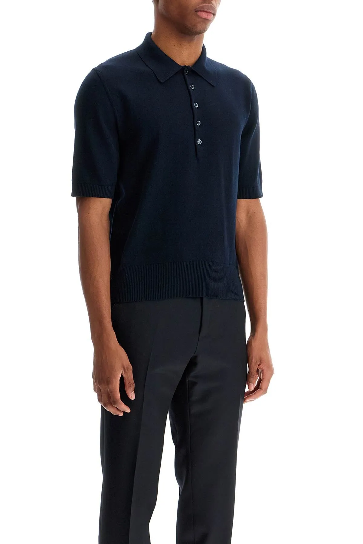 4-Bar Knit Polo Top