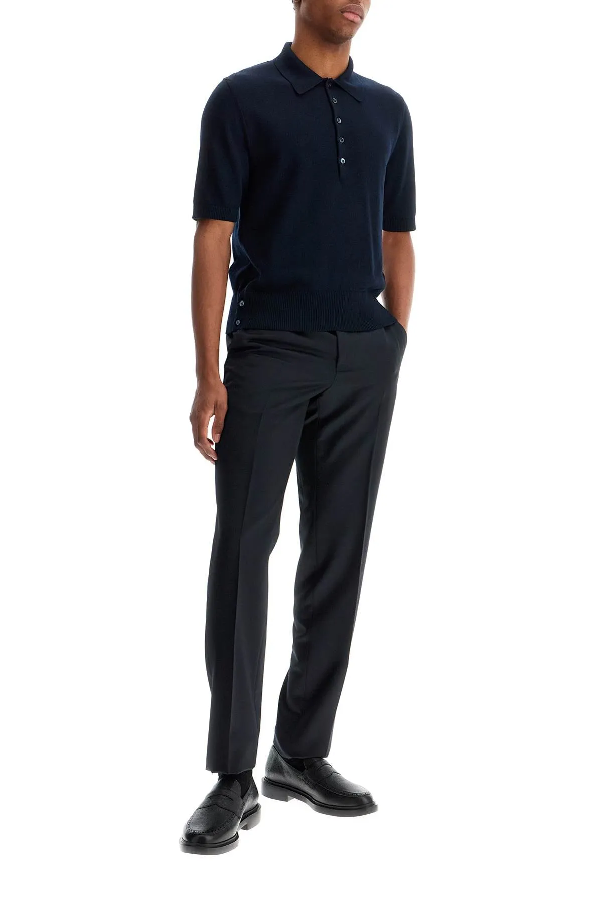 4-Bar Knit Polo Top