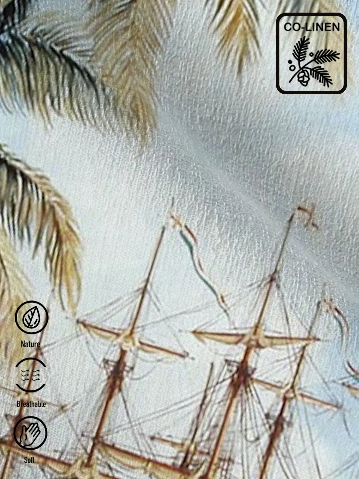 Alohadaddy 50's Vintage Nautical Men's Hawaiian Shirts Coconut Tree Cotton Linen Blend Camp Shirts