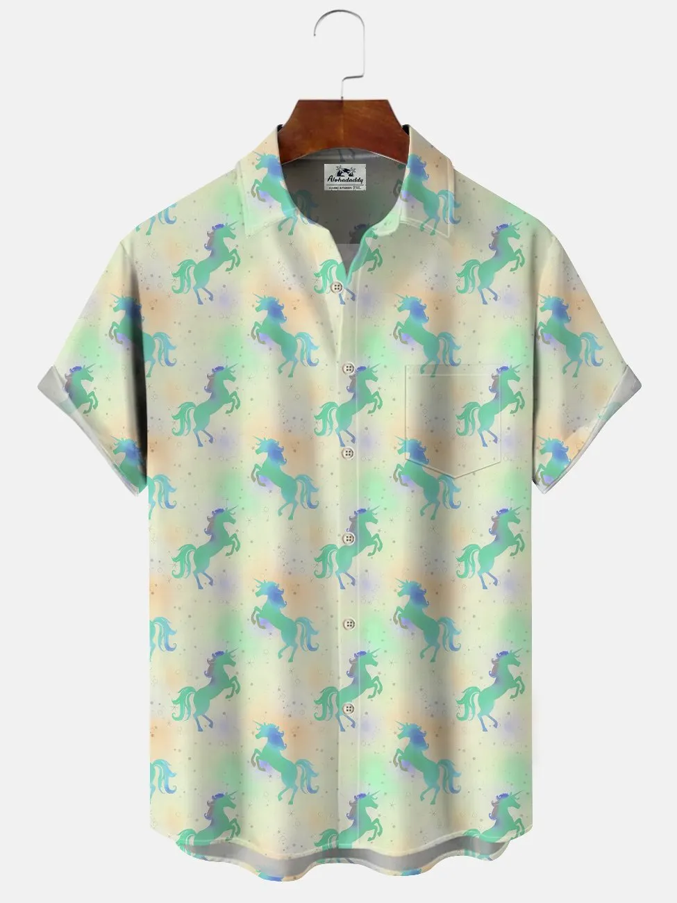 Alohadaddy Animal Horse Pocket Casual Short Sleeve Shirt