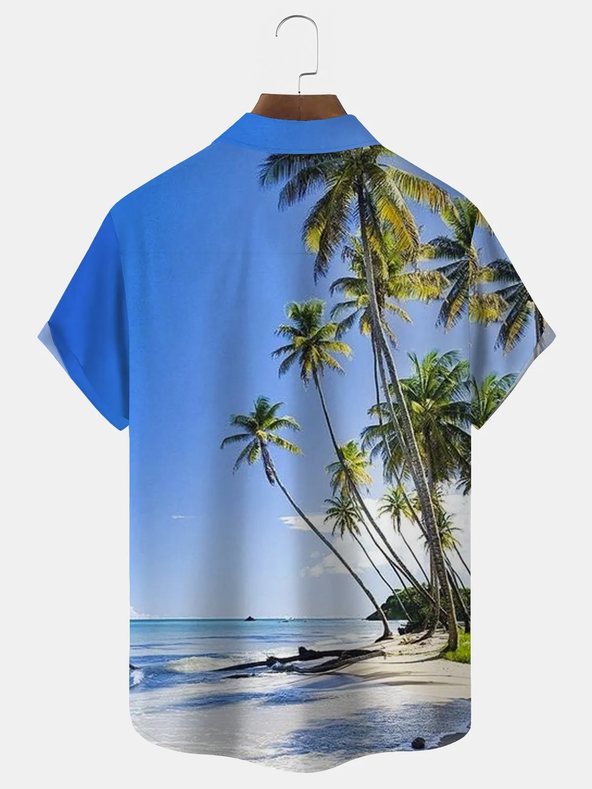 Alohadaddy Beach Coconut Palm Print Men's Vacation Hawaiian Big and Tall Aloha Shirt
