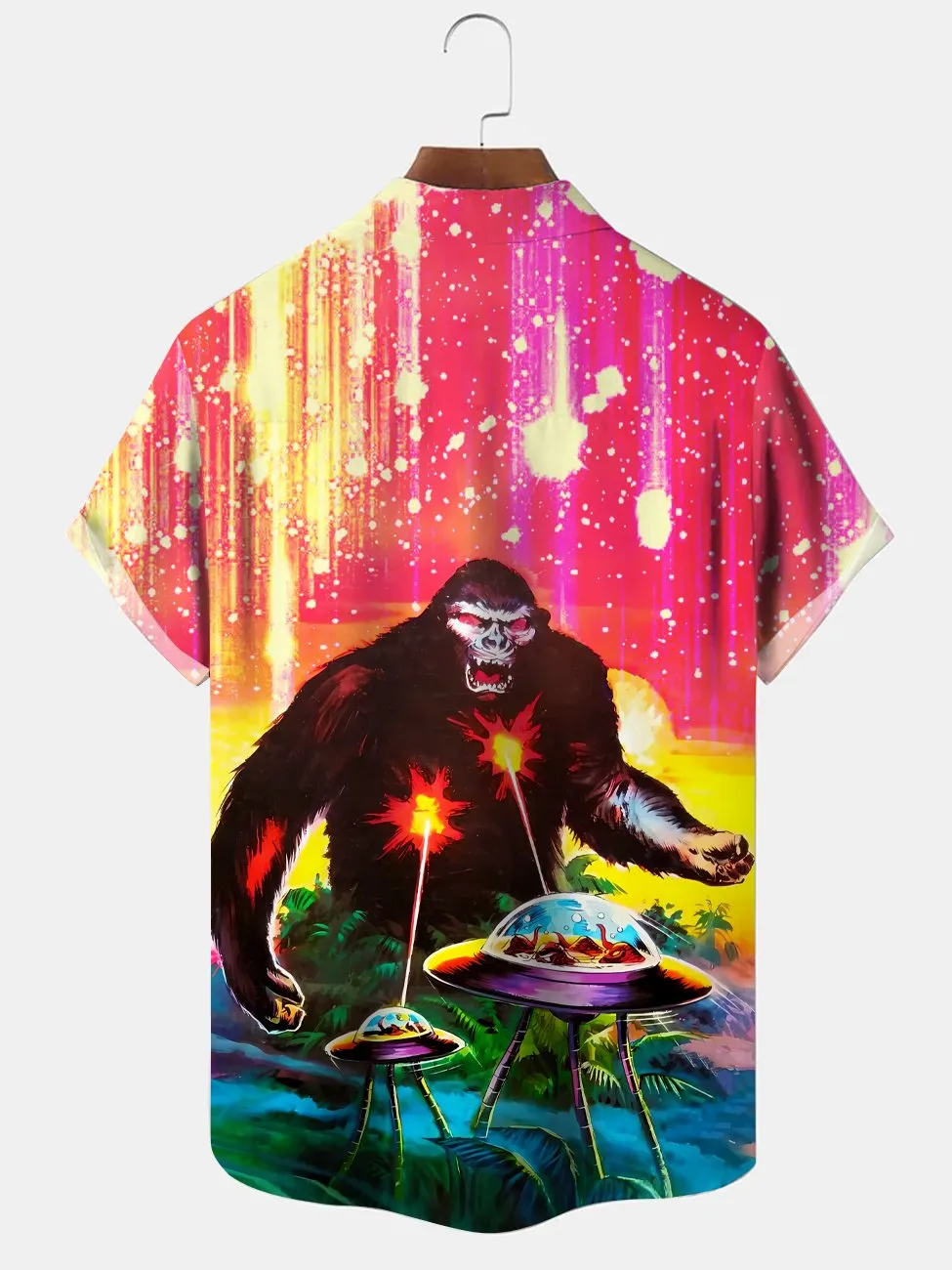 Alohadaddy Beach King Kong Button Pocket Casual Short Sleeve Shirt