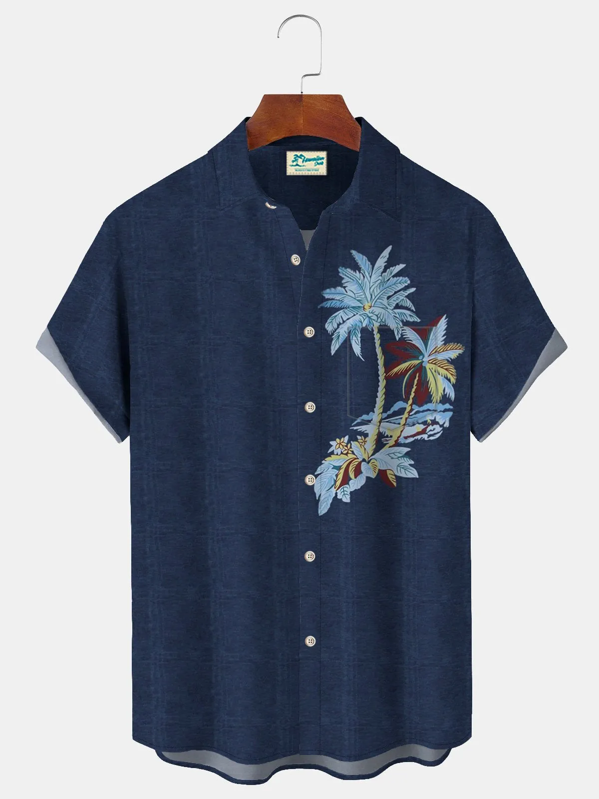 Alohadaddy Casual Check Lsland Coconut Tree Print Decoration Men's Hawaiian Holiday Plus Size Aloha Shirts