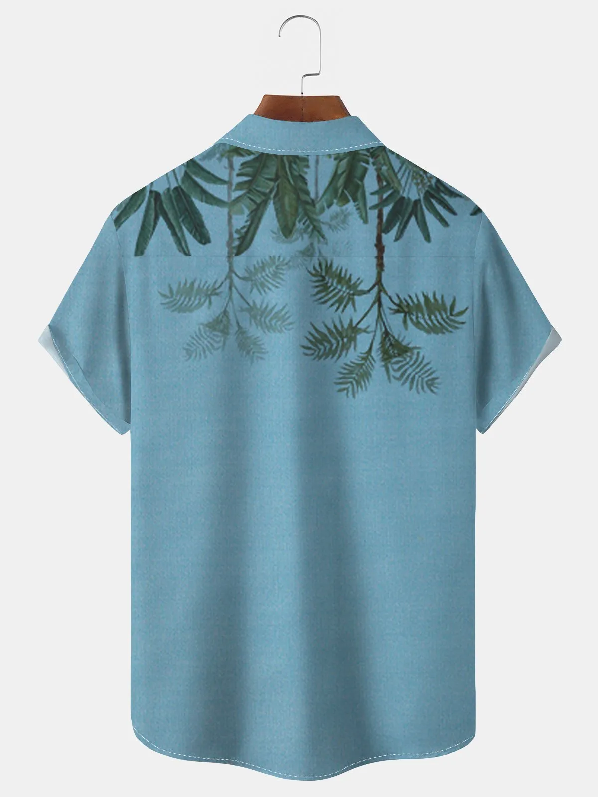 Alohadaddy Casual Cotton-Linen Palm Leaves And Greenery Men's Hawaiian Holiday Plus Size Breathable Natural Shirts