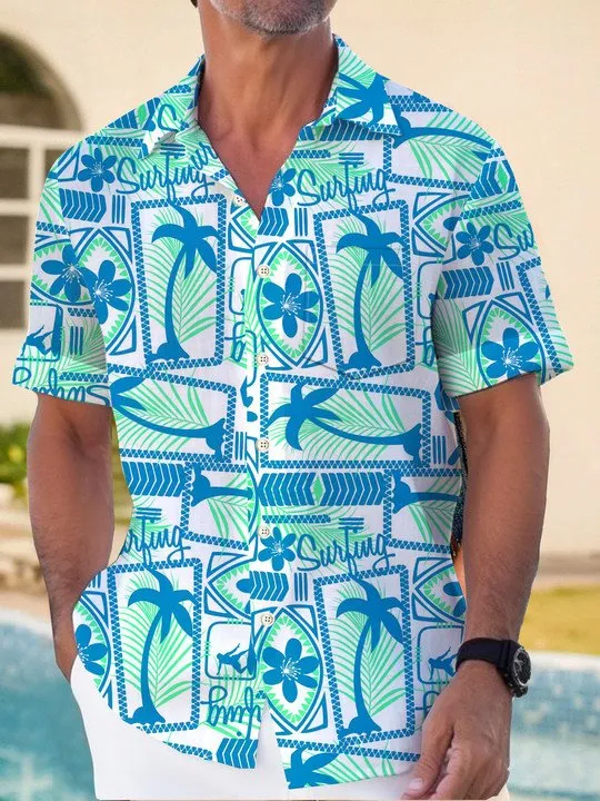 Alohadaddy Coconut Beach Resort Men's Hawaiian Shirt Pocket Shirt