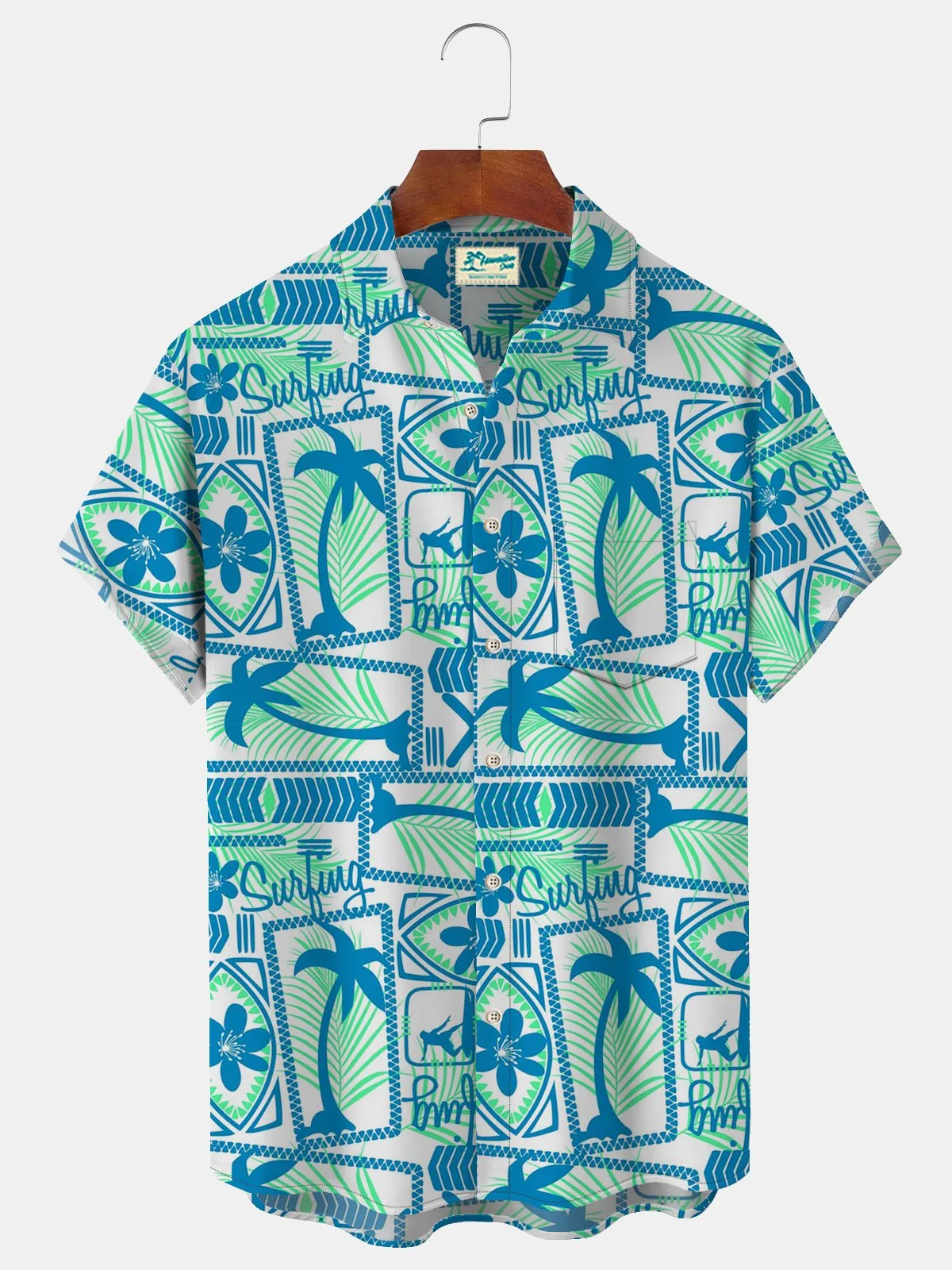 Alohadaddy Coconut Beach Resort Men's Hawaiian Shirt Pocket Shirt