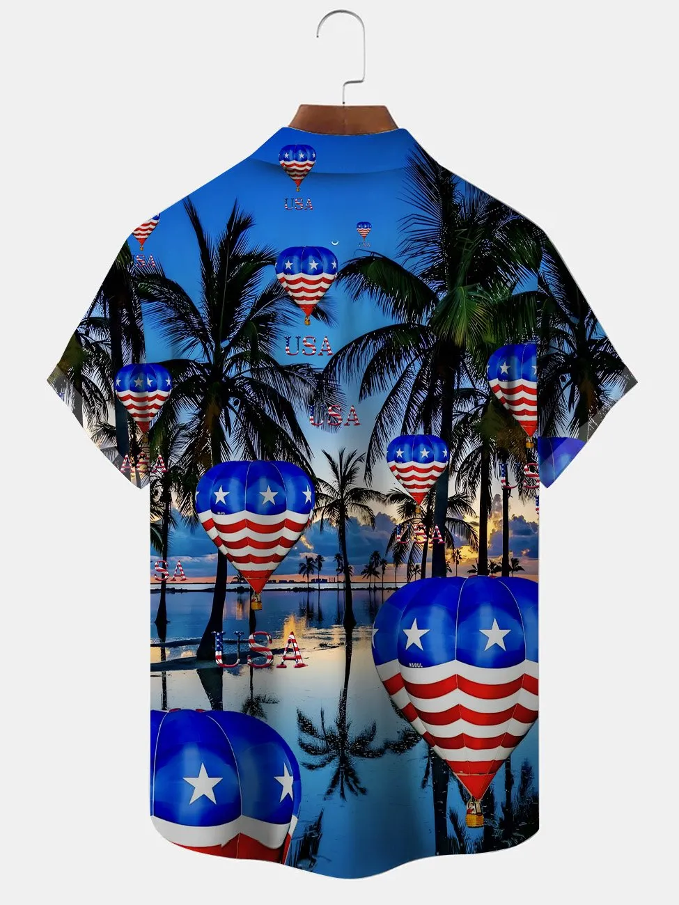 Alohadaddy Coconut Tree Flag Button Pocket Casual Short Sleeve Shirt
