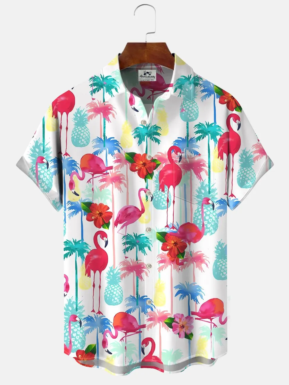 Alohadaddy Flamingo Button Pocket Casual Short Sleeve Shirt