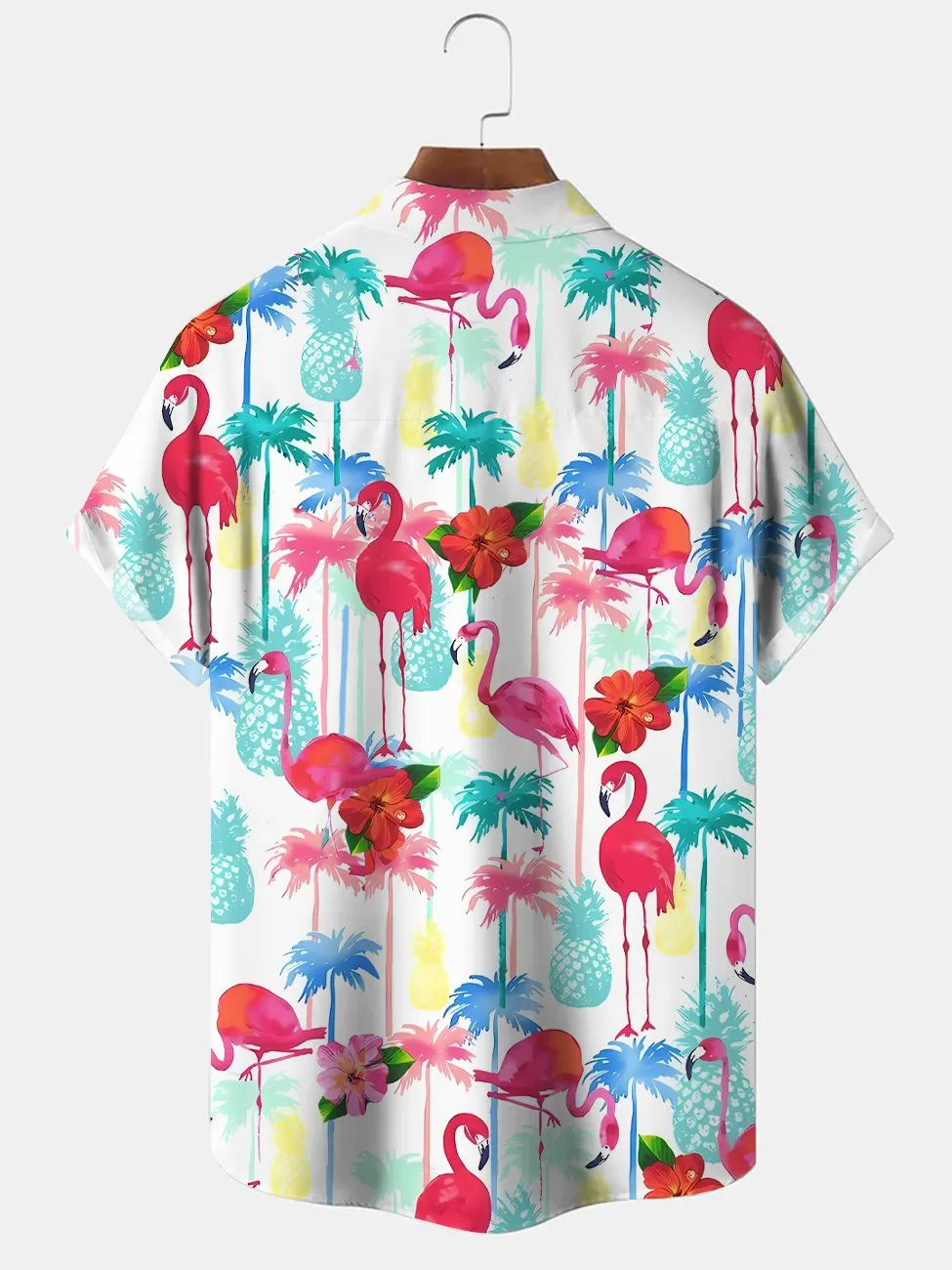 Alohadaddy Flamingo Button Pocket Casual Short Sleeve Shirt