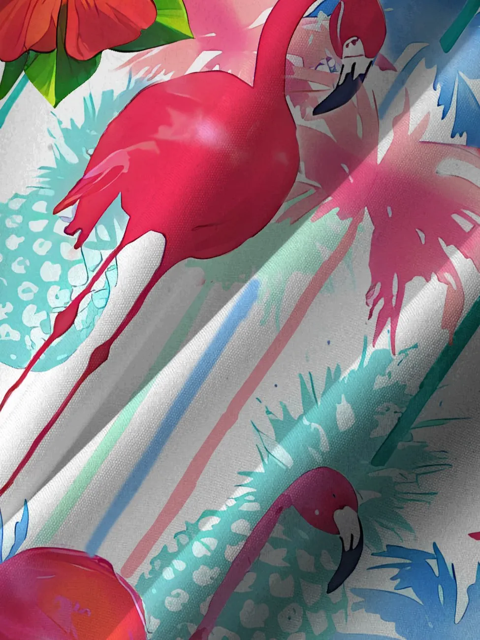 Alohadaddy Flamingo Button Pocket Casual Short Sleeve Shirt