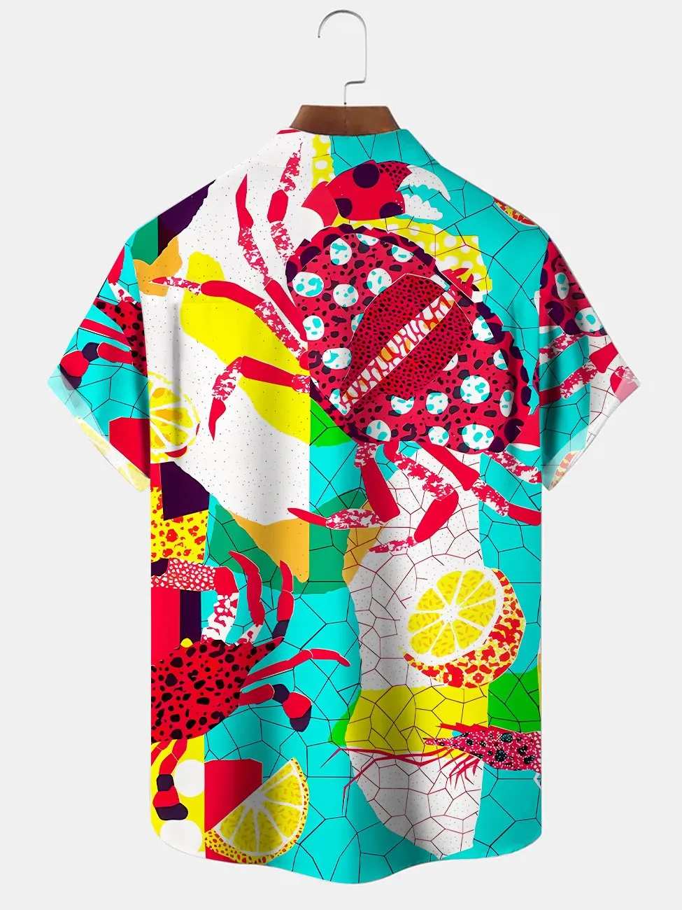 Alohadaddy Geometric Pattern Art Button Pocket Casual Short Sleeve Shirt
