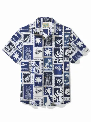Alohadaddy Hawaii Botanical Print Men's Button Pocket Short Sleeve Shirt