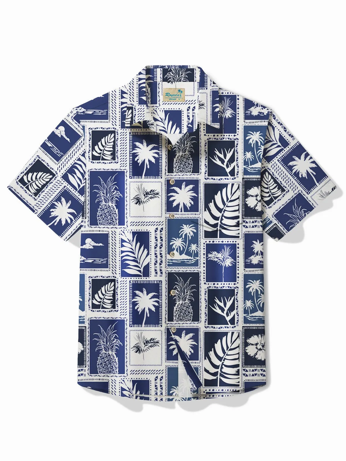 Alohadaddy Hawaii Botanical Print Men's Button Pocket Short Sleeve Shirt