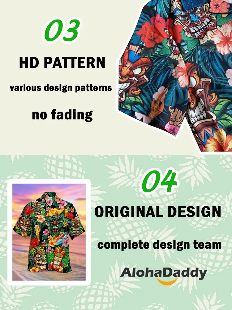 Alohadaddy Hawaii Holiday Illustration Casual Plus Size Shirts