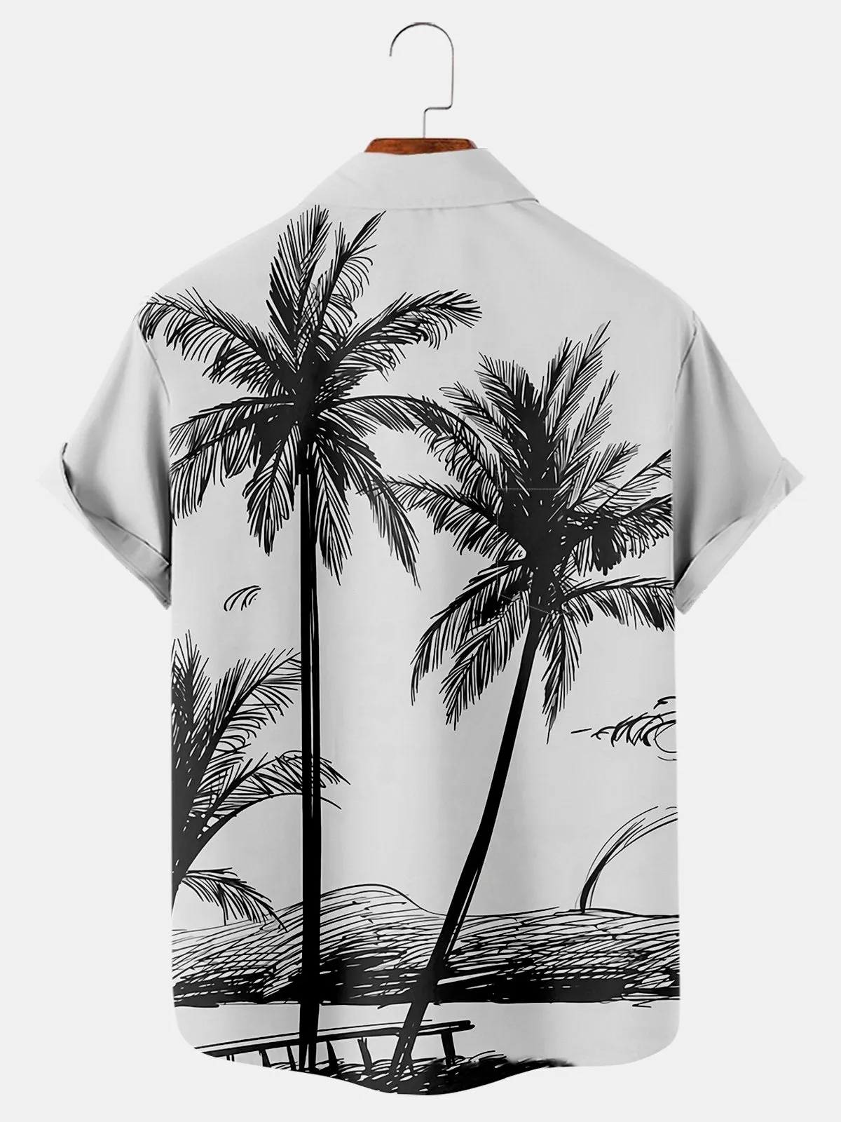 Alohadaddy Hawaiian Grey Coconut Tree Print Chest Bag Holiday Shirt Plus Hawaiian Shirt