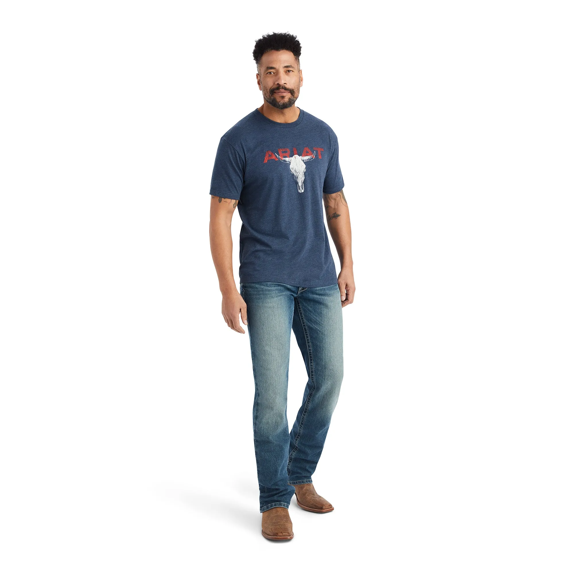 Ariat® Men's Streak Skull Navy Heather T-Shirt 10042651