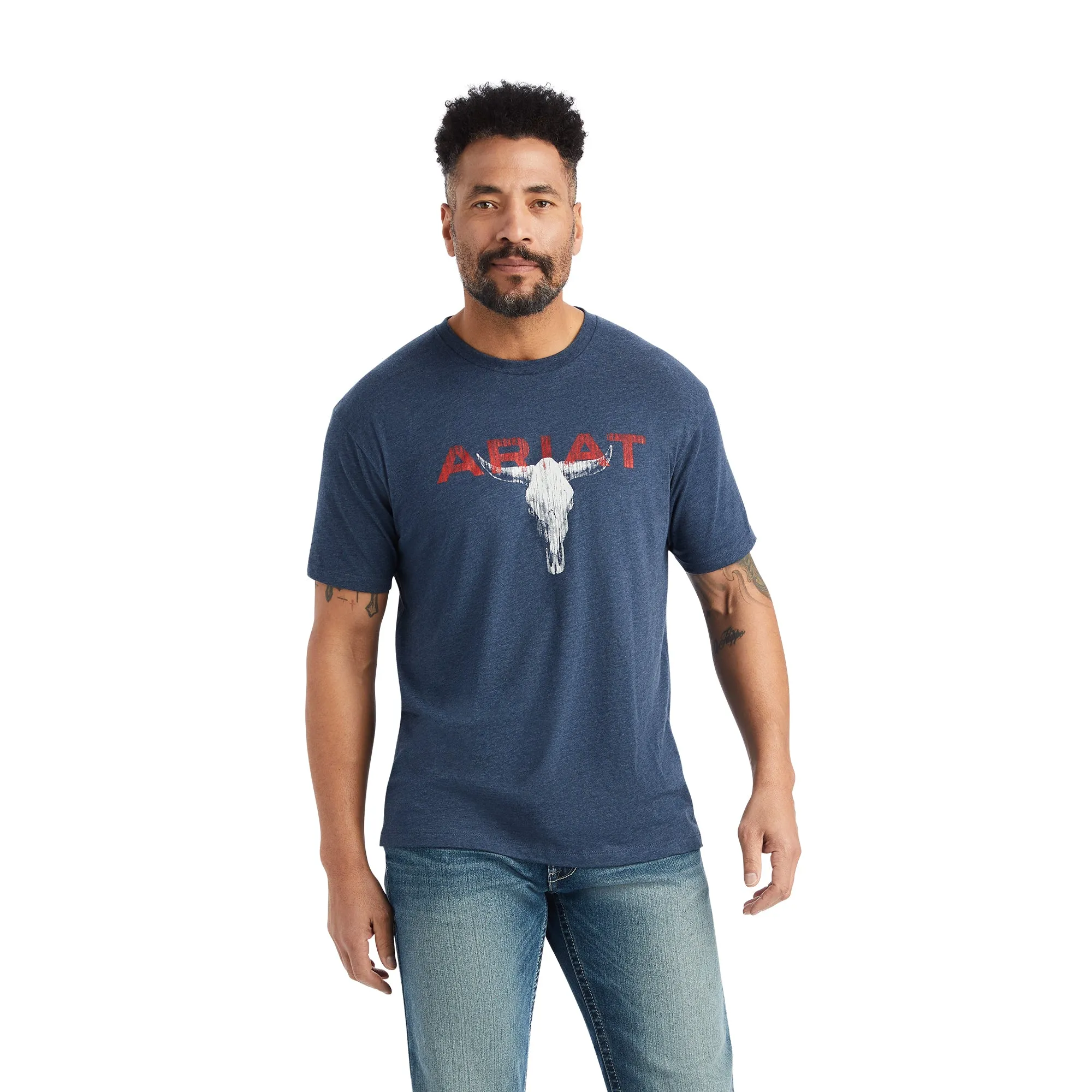 Ariat® Men's Streak Skull Navy Heather T-Shirt 10042651