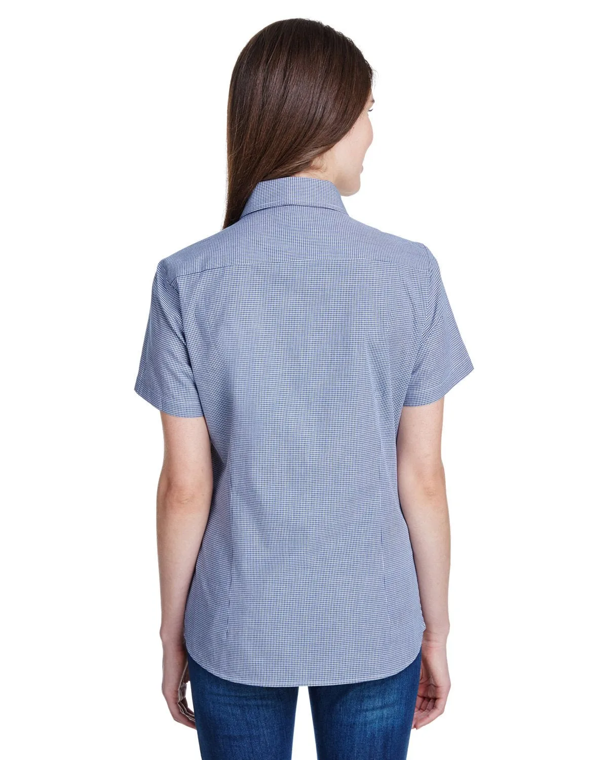 Artisan Collection by Reprime RP321 Ladies' Microcheck Gingham Short-Sleeve Cotton Shirt