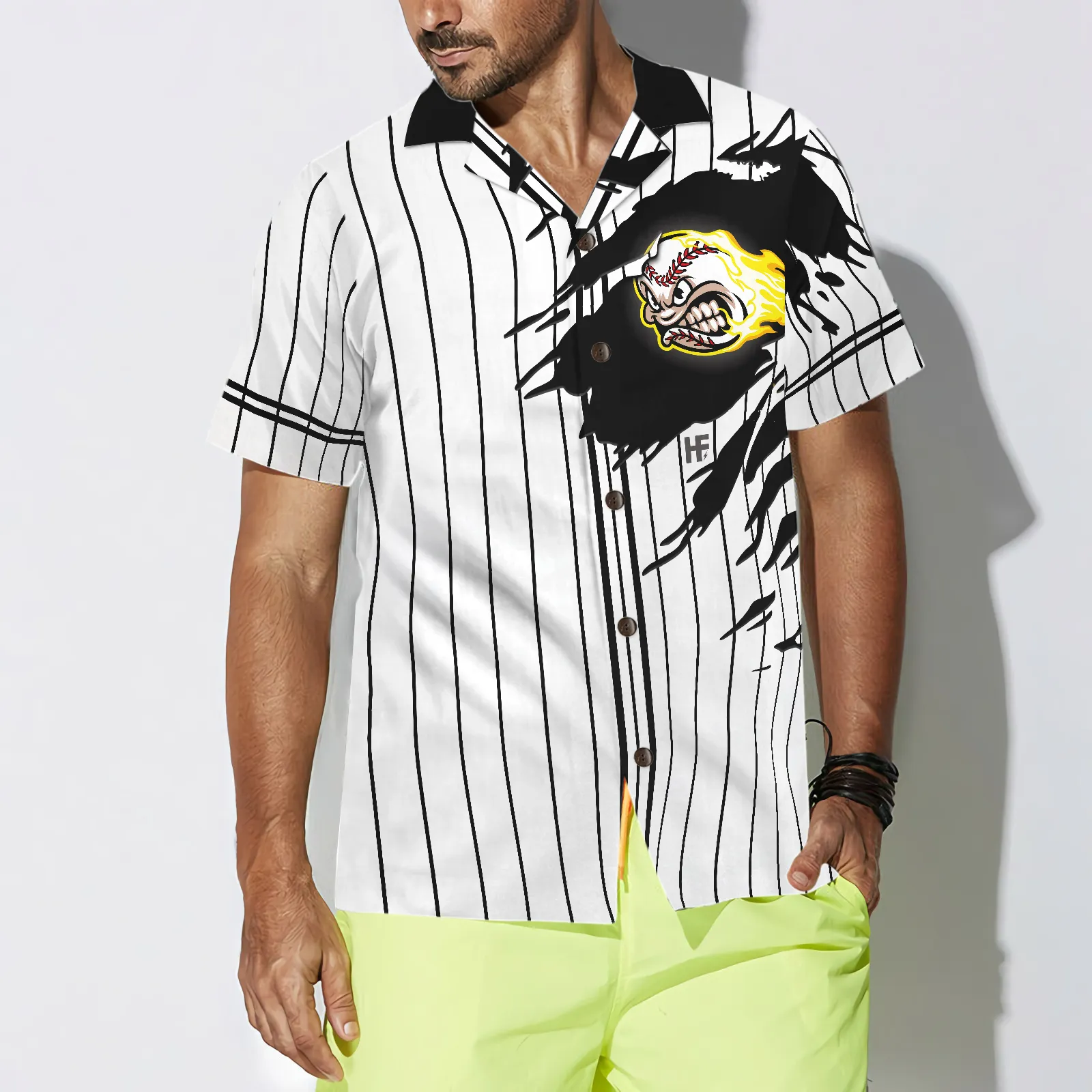 Baseball Fireball Hawaiian Shirt