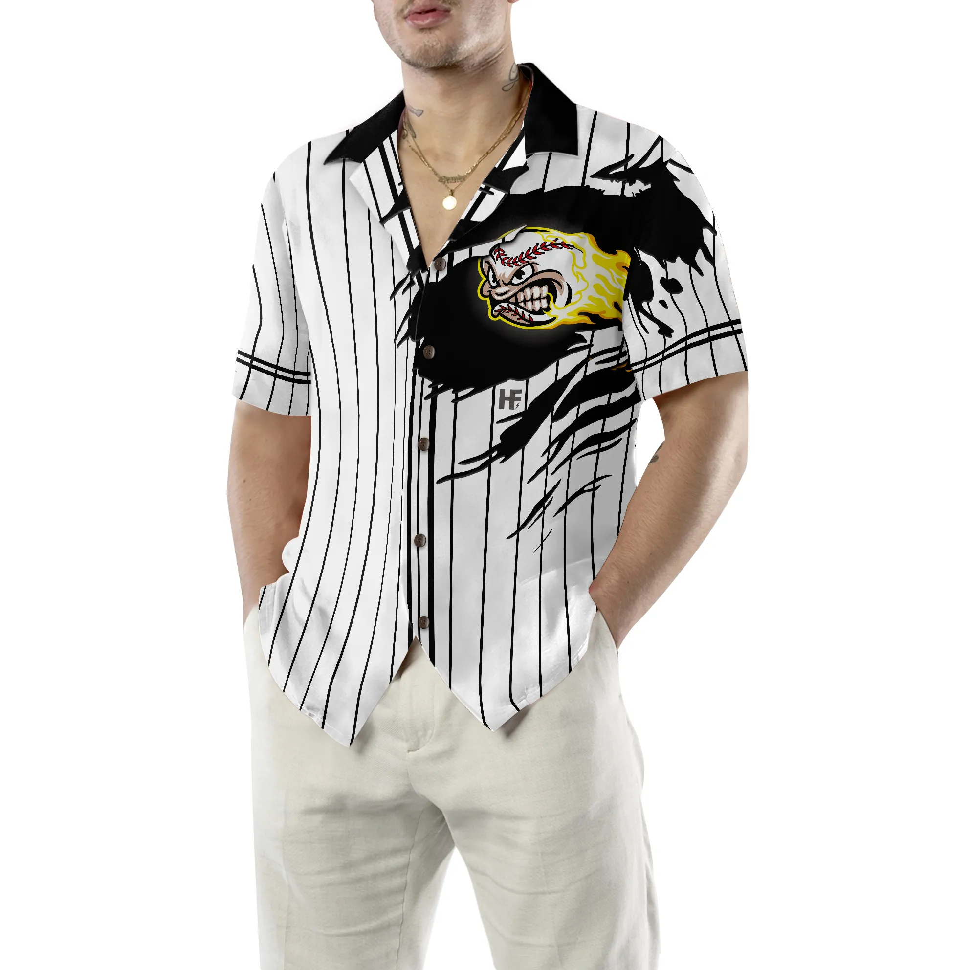 Baseball Fireball Hawaiian Shirt