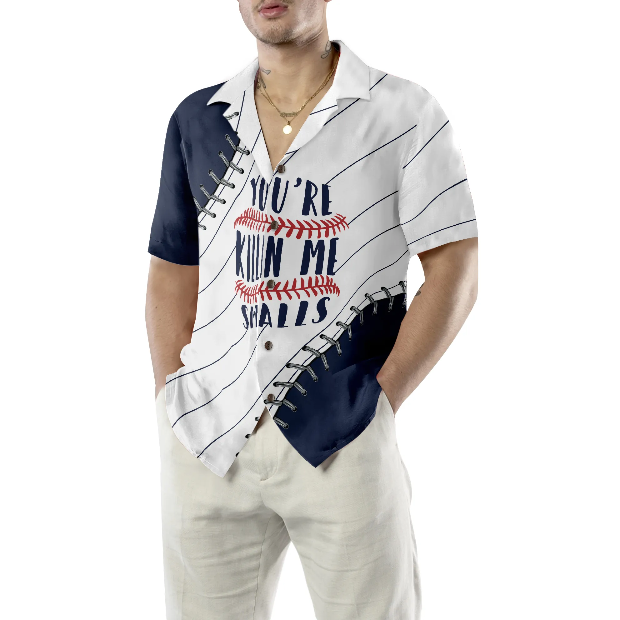 Baseball Lover Navy Blue Hawaiian Shirt