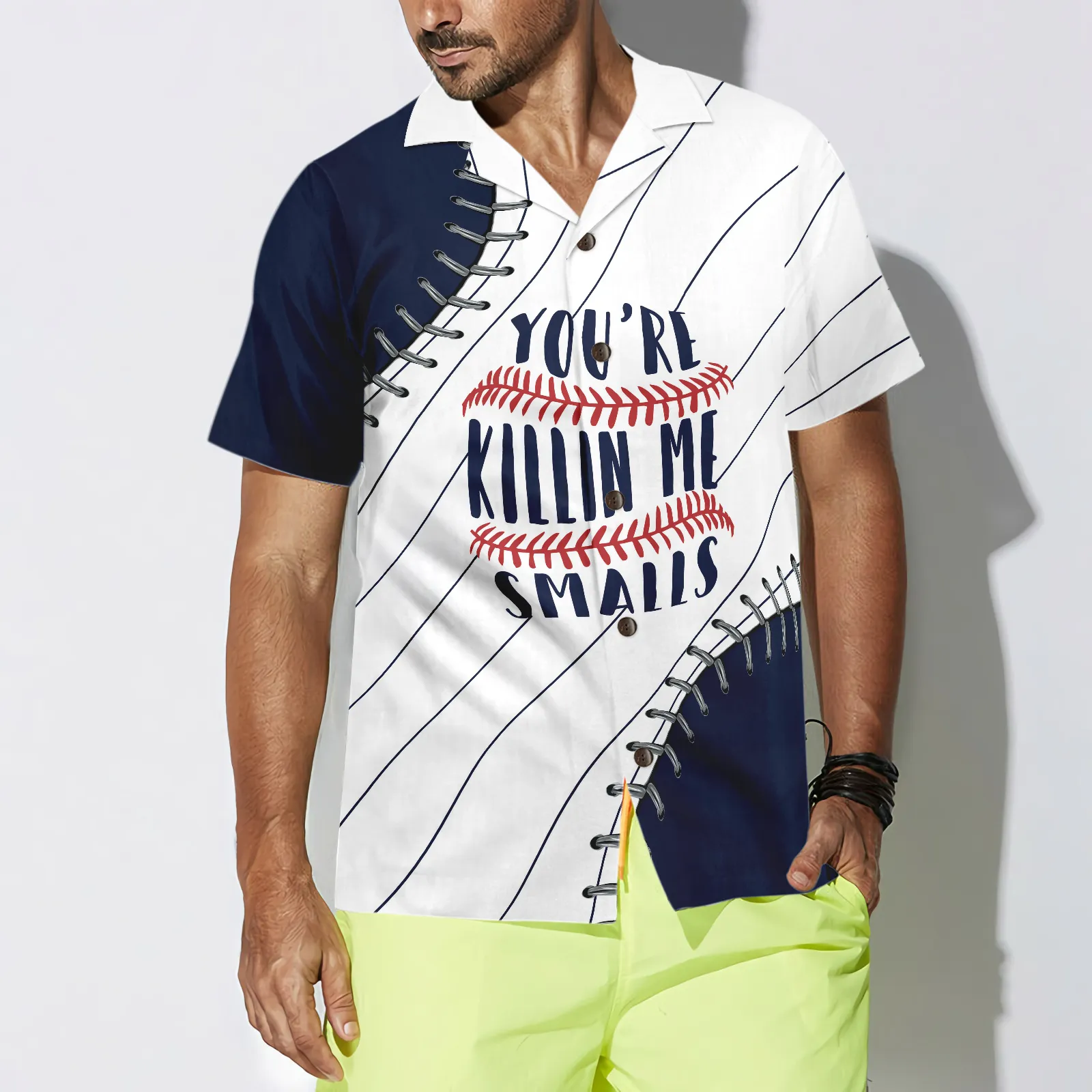 Baseball Lover Navy Blue Hawaiian Shirt