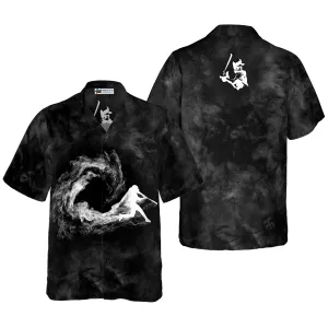 Baseball Player On Smoke Background Hawaiian Shirt