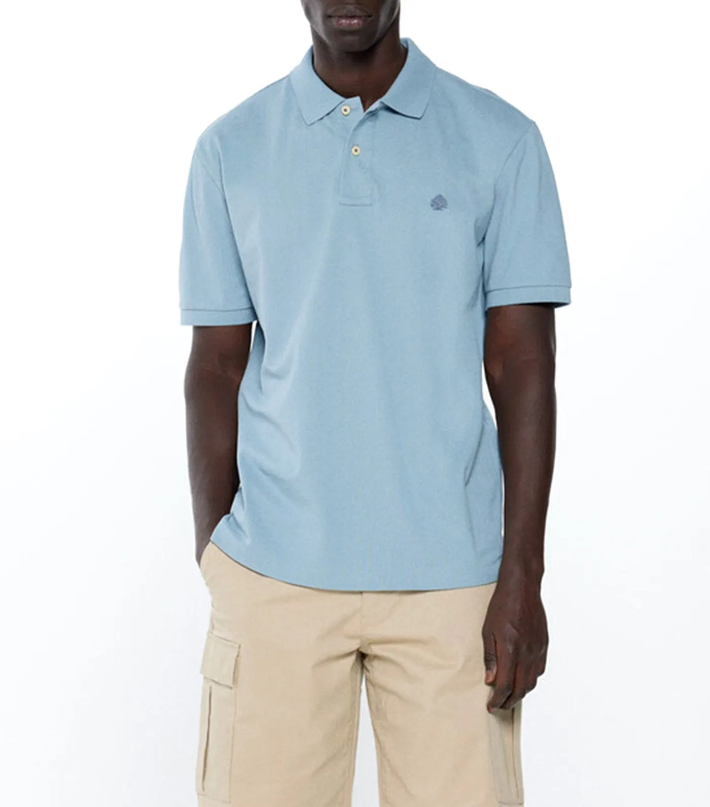 Basic Piqué Polo Shirt Light Blue