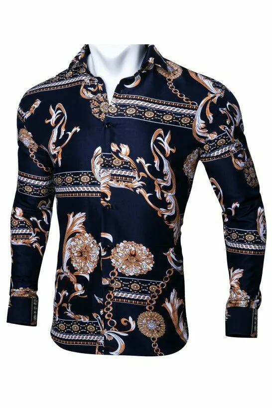 Black Paisley Silk Shirts