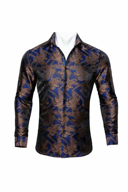 Black Paisley Silk Shirts