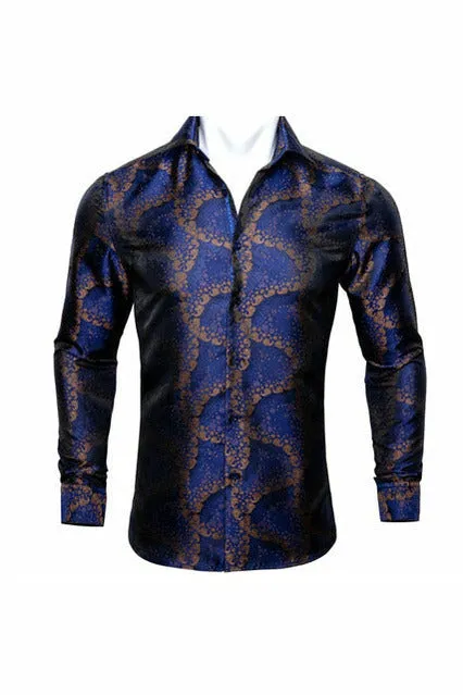 Black Paisley Silk Shirts