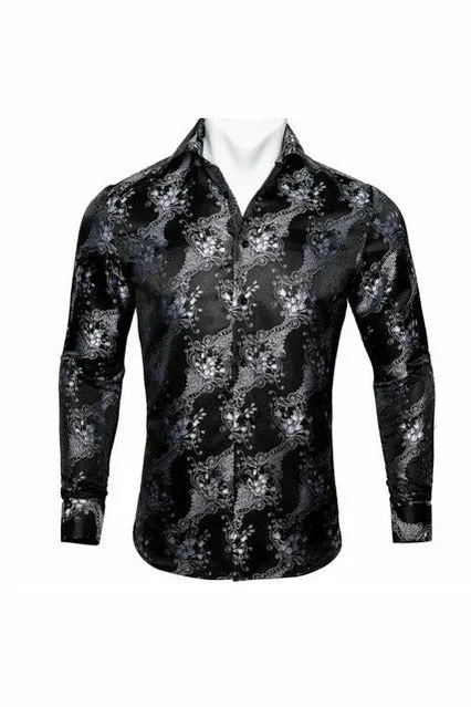 Black Paisley Silk Shirts