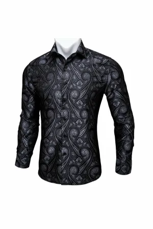 Black Paisley Silk Shirts