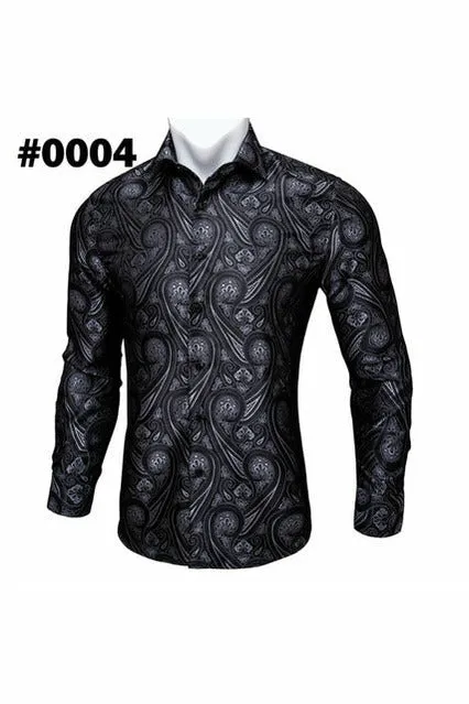 Black Paisley Silk Shirts