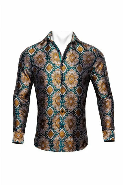Black Paisley Silk Shirts