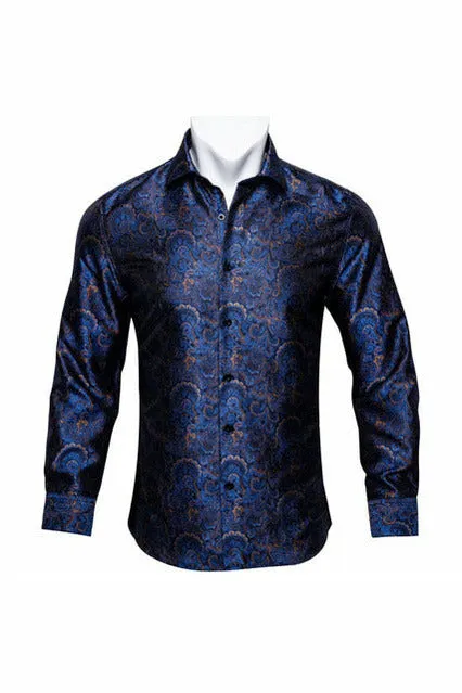 Black Paisley Silk Shirts