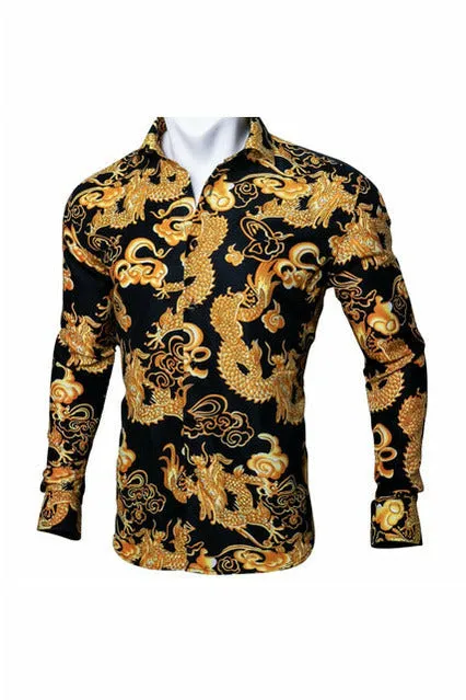 Black Paisley Silk Shirts