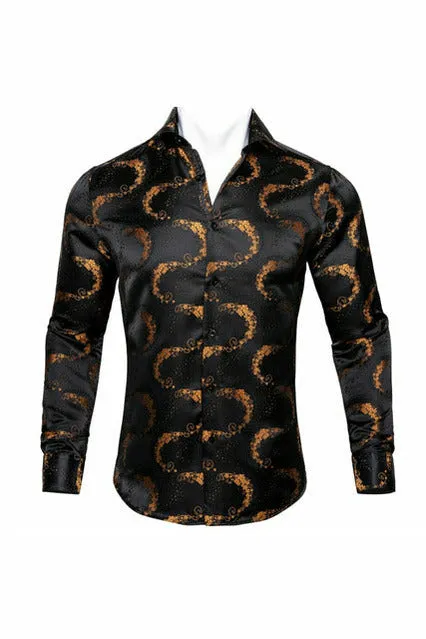 Black Paisley Silk Shirts