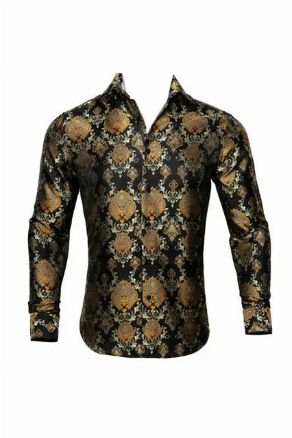 Black Paisley Silk Shirts