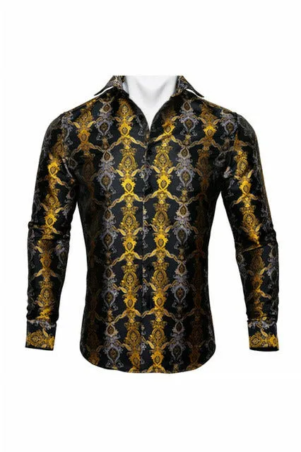 Black Paisley Silk Shirts
