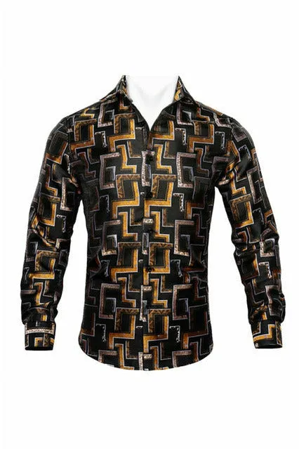 Black Paisley Silk Shirts