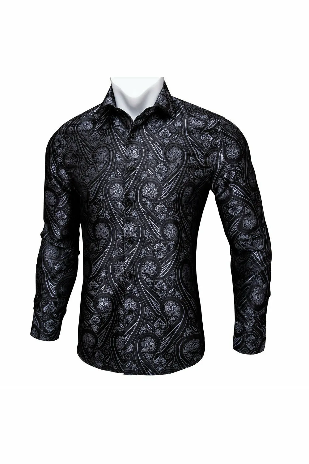 Black Paisley Silk Shirts