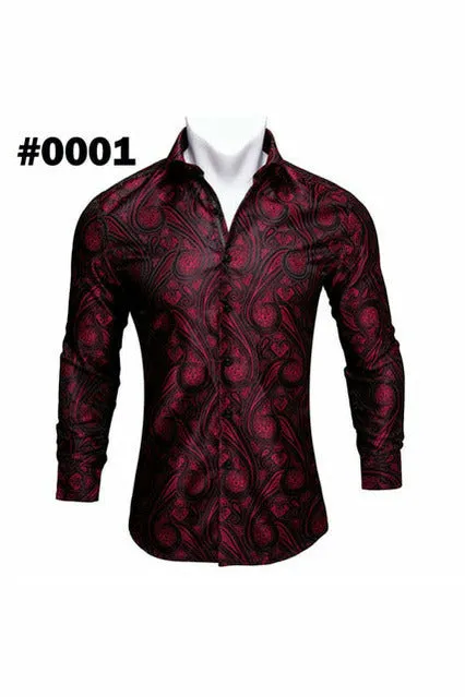 Black Paisley Silk Shirts