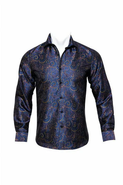 Black Paisley Silk Shirts