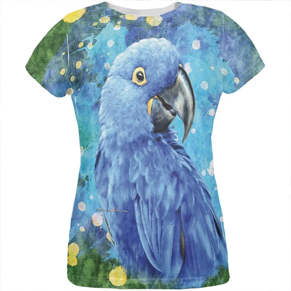 Blue Hyacinth Macaw Splatter All Over Womens T Shirt