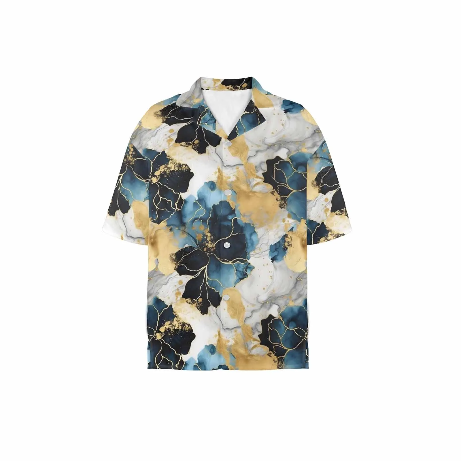 Blue Ink Floral  Women's Hawaiian Shirt