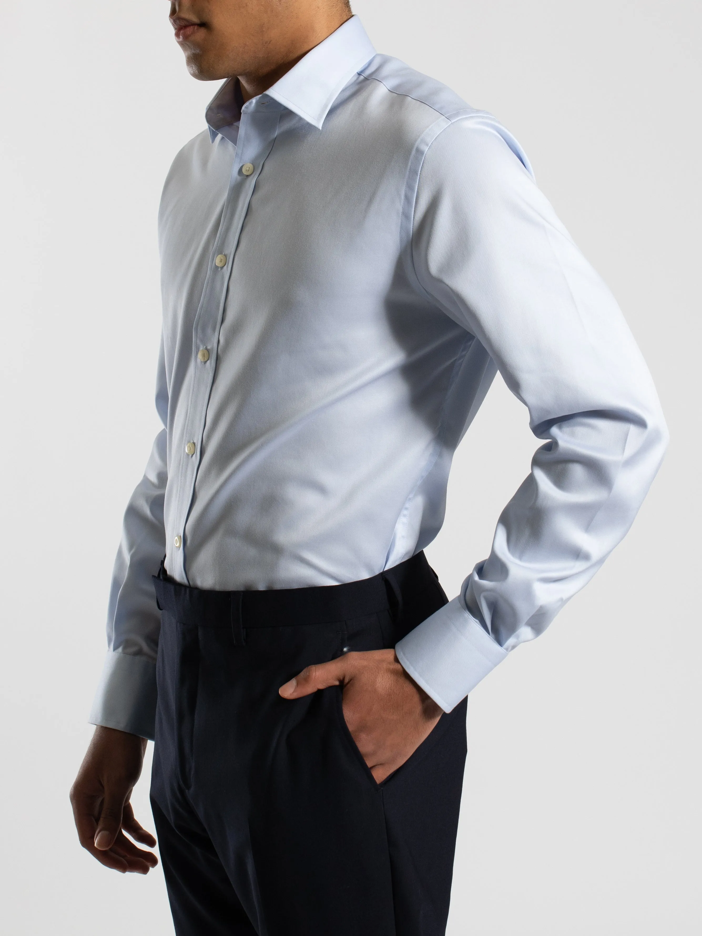 Blue Micro Twill Shirt (Contemporary Fit)