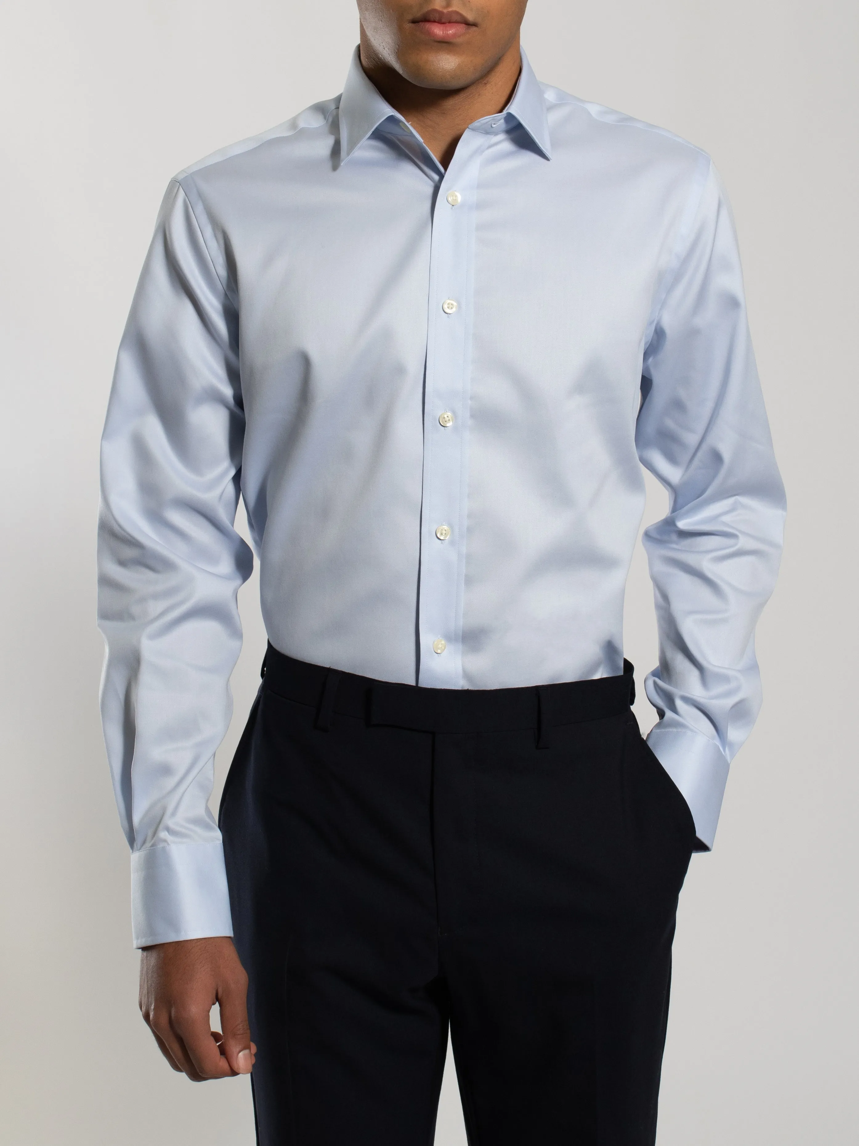 Blue Micro Twill Shirt (Contemporary Fit)