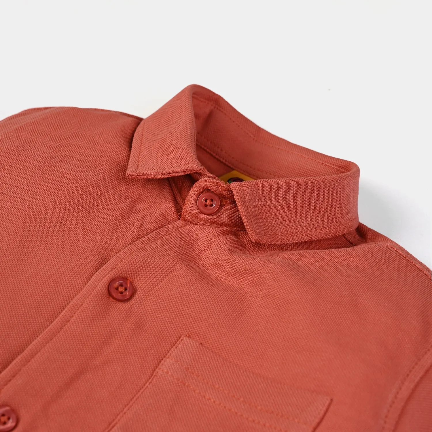 Boys Pique Casual Shirt F/S Basic - Mecca Orange